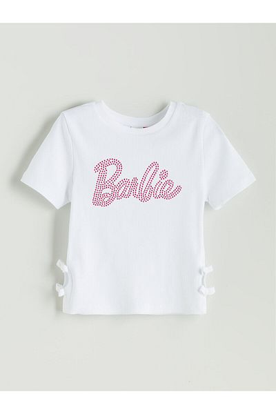 LC Waikiki Crew Neck Barbie Stone Printed Girl's T-Shirt