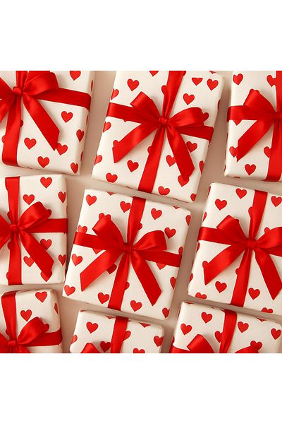 HDF PAZARLAMA 10 Pieces White Heart Patterned 70*100 Gift Wrapping Paper