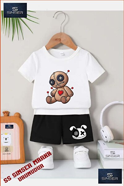 SS SİNSER Children's Unisex “Bear Patched Brown Igneli“ Special Printed Crew ...
