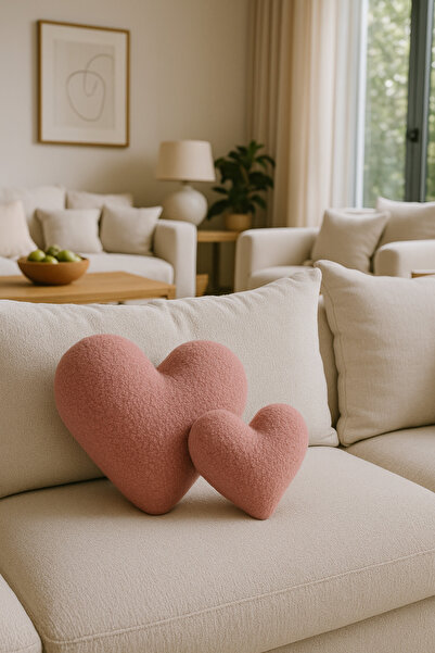 sevaradekor Teddy Kalp Yastık Peluş Kalp Yastık Kalp Yastık Çocuk Yastık Büyük Boy