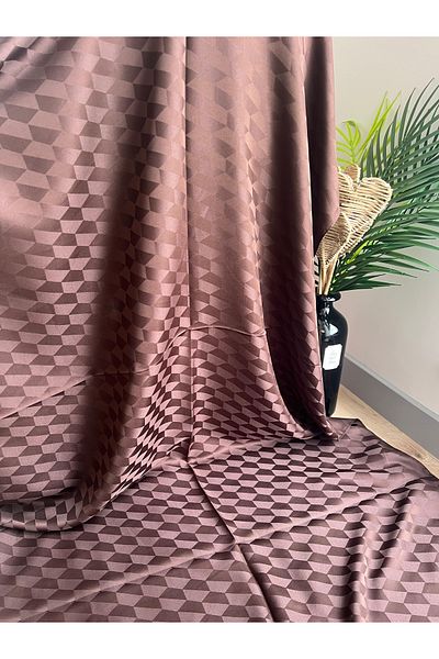 VaVscarfs Koza Pattern Cotton Jacquard Shawl Dark Brown