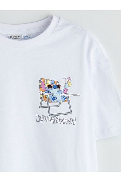 LC Waikiki Crew Neck Lilo and S Printed Girl's T-Shirt