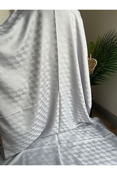 VaVscarfs Koza Pattern Cotton Jacquard Shawl Light Gray