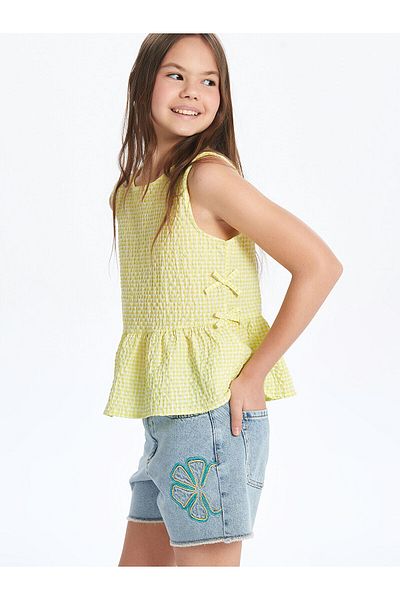 LC Waikiki Crew Neck Bow Detailed Girl's Blouse