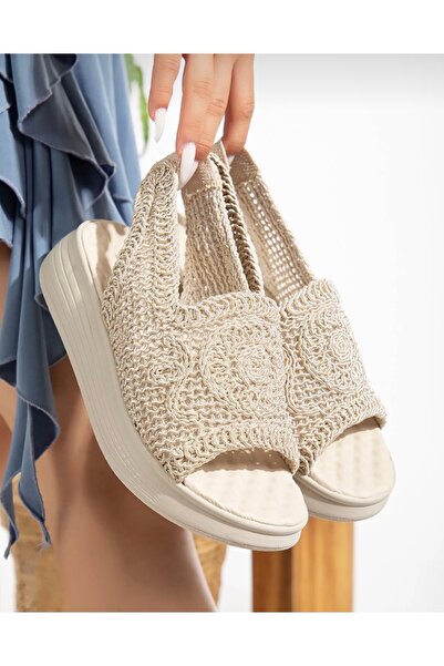 Brs صنادل من القش مع نعل مساج