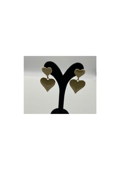 CHIC Beige Row Hearted Hanging Earrings