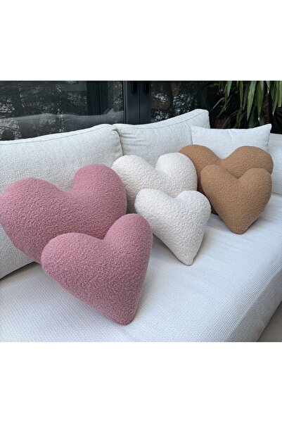 sevaradekor Teddy Kalp Yastık Peluş Kalp Yastık Kalp Yastık Çocuk Yastık Büyük Boy