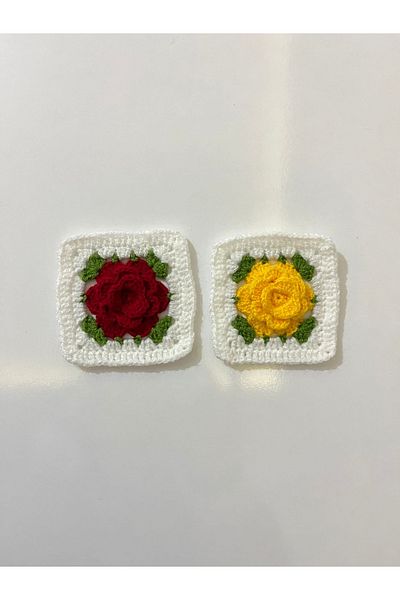 Petek Collection Embossed Square Rose Motifs 7X7 cm (Pack of 5)