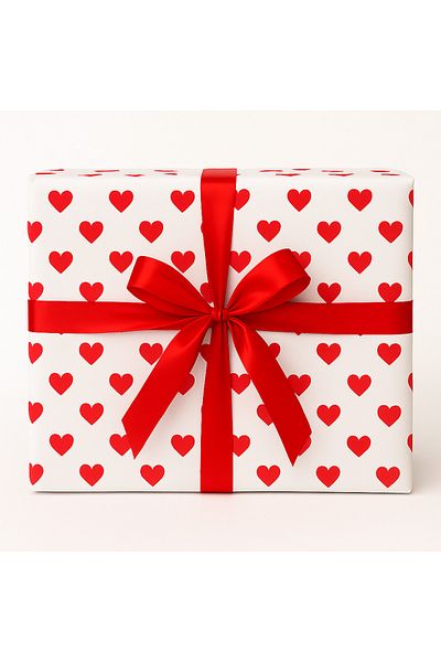 HDF PAZARLAMA 10 Pieces White Heart Patterned 50*70 Gift Wrapping Paper
