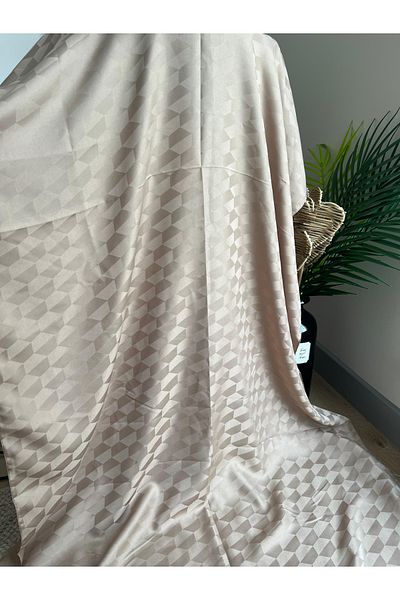 VaVscarfs Koza Pattern Cotton Jacquard Shawl Milky Brown
