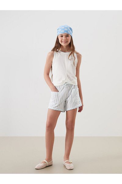LC Waikiki Blue Girl's Shorts with Elastic Waist