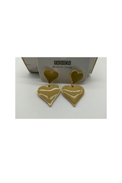 CHIC Beige Row Hearted Hanging Earrings