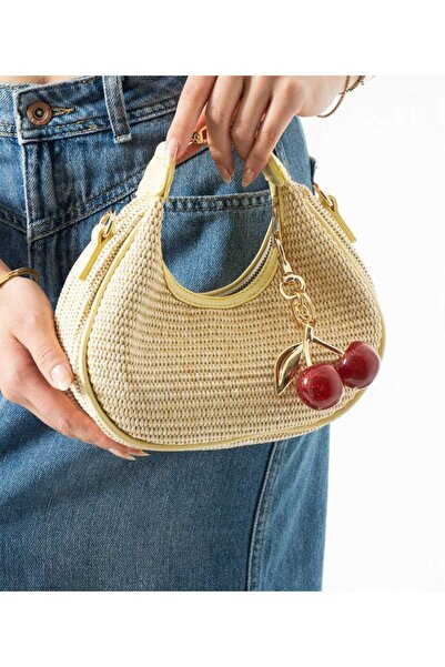 RUES mini hasır detayli kadın el ve omuz çantası