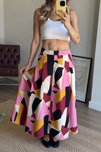 Sue Store Кольорова спідниця середньої довжини з геометричним візерунком