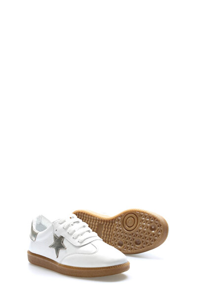 TUGERDİ Tugerdi White Gold Genuine Leather Laced Light Sole Casual Women's Sh...