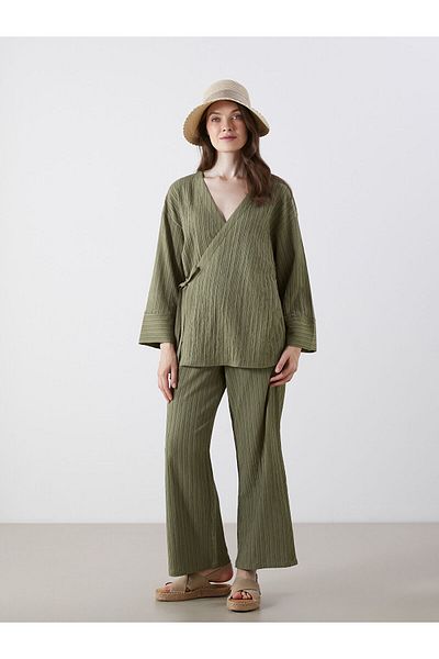 LC Waikiki Elastic Waist Textured Women's Trousers