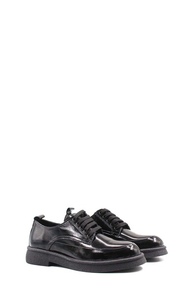 TUGERDİ Tugerdi Black Patent Leather Genuine Leather Lace-Up Light Sole Women...