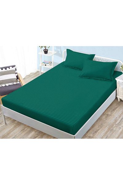 Sonia-home Bed cover and 2 pillowcases, with elastic, Sonia-Home, Damask, 1 person, 140x200cm, Tuborg Green