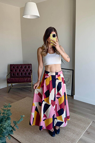 Sue Store Кольорова спідниця середньої довжини з геометричним візерунком