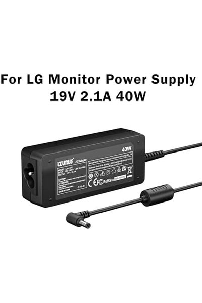 Generic محول تيار متردد LZUMWS 19 فولت 2.1 أمبير لشاشات LG مزود طاقة 40 وات متوافق مع شاشات LED LG المختارة مقاس 19-32 بوصة