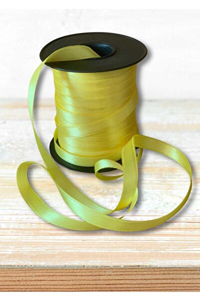 EL İŞİ DİY CRAFT Satin Fabric Yellow Ribbon 1 cm X 100 m Handcrafted Gift Wra...