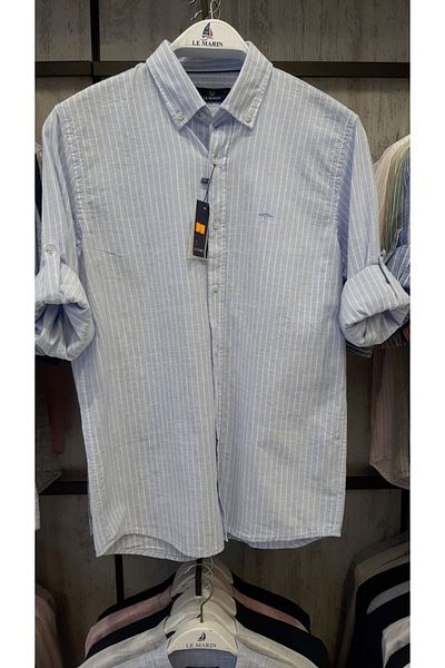 MODAGK Marin Model Striped Linen Shirt