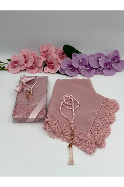 Uğurlu Hac Long Foam Prayer Headscarf Pearl Prayer Beads Set