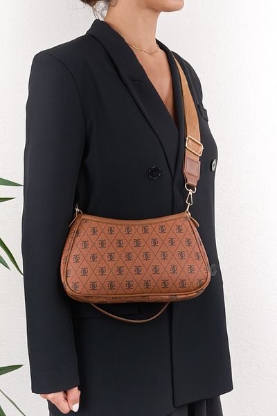 Cosser Farme Monogram Tan Baguette and Crossbody Women's Shoulder Bag
