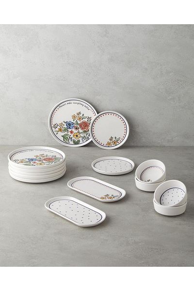 English Home Linea Ceramic Breakfast Set 14 Pieces 6 People Colorful