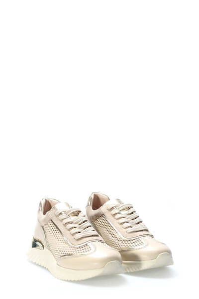 TUGERDİ Tugerdi Beige Gold Genuine Leather Thermo Sole Lace up Women's Casual...