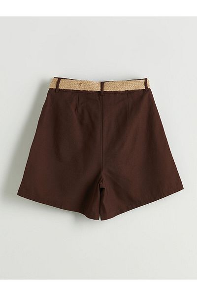 LC Waikiki Women's Shorts with Belted Linen Blend