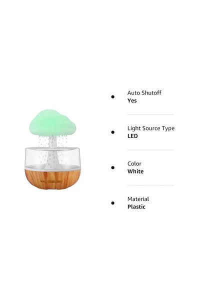 Humidifier Cloud Rain Humidifier & Night Light with Water Drop Sound & Aroma Diffuser – White