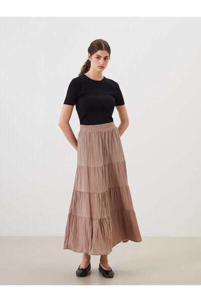 LC Waikiki Nevavm Pleated Skirt with Elastic Waist and Contrast