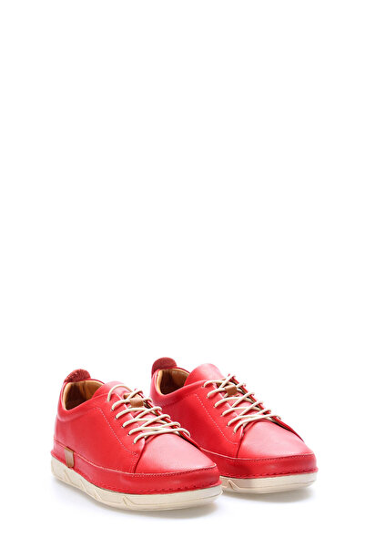 TUGERDİ Tugerdi Red Genuine Leather Laced Thermo Sole Quality Casual Women's Shoes Tg0916026111360