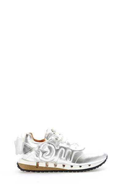 TUGERDİ Tugerdi Silver Genuine Leather Lace-Up Thermo Sole Quality Women's Casual Shoes Tg09167261400873