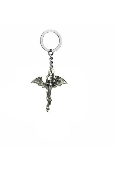 Herşey Nota Unisex Keychain with Dragon and Sword Figure – Symbol of Power and Protection