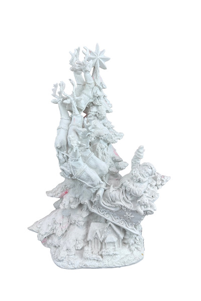 Genel Markalar Beyaz Çam Ağacına Tırmanan Noel Baba ve Kızaklı Figür Seti, Re...