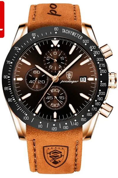 POEDAGAR P988 Leather Cord Men Wrist Watch