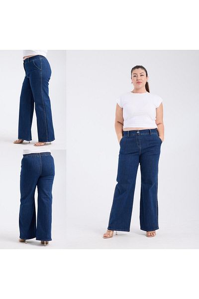SERRAXXL Plus Size Wide Leg Palazzo Pants with Elastic Back