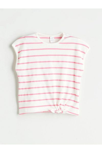 LC Waikiki LCW Kids Bluză pentru Fete cu Dungi Roz și Leggings 2 buc