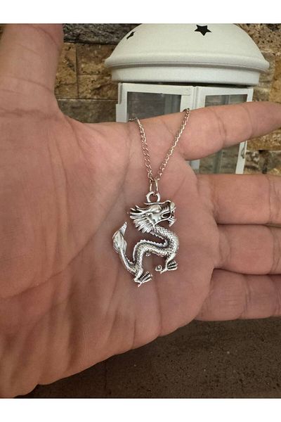 Herşey Nota Unisex Necklace with Dragon Figure – 60 cm Chain, Symbol of Power and Protection