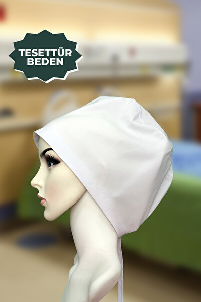 YİĞİTBAŞI Beyaz Likralı Doktor Hemşire Aşçı Cerrahi Bone Hastane Anne Bone İş Bandanası Kumaş Ve Lastikli
