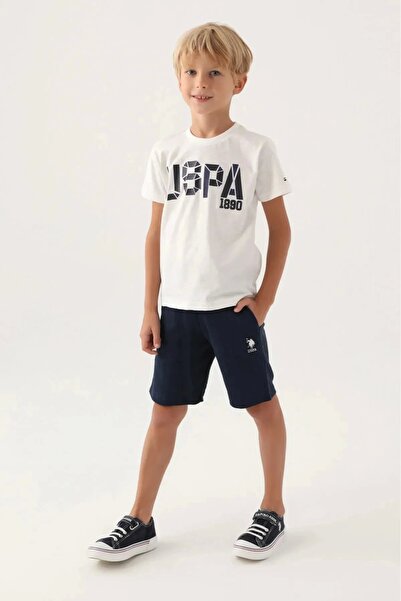 U.S. Polo Assn. Krémes fiú Bermuda öltöny alsó felső öltöny