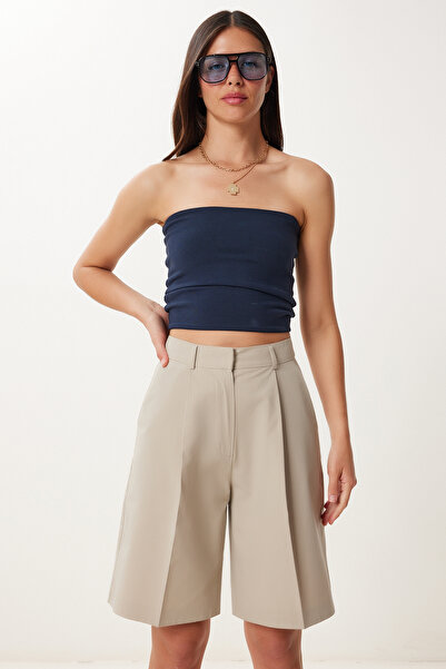 Lovelyİstanbul Cepli Bermuda Dokuma Şort BEJ LFK0015