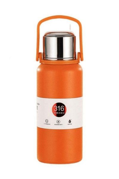 316L STEEL 316 Stainless Steel Thermal Bottle - Double Wall Insulated for Hot and Cold Drinks, with Cup and Han