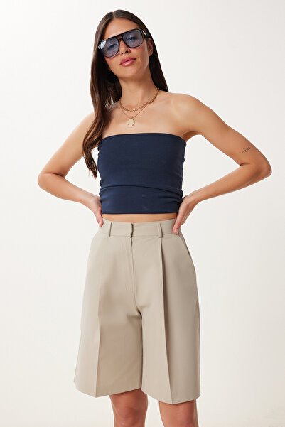 Lovelyİstanbul Cepli Bermuda Dokuma Şort BEJ LFK0015