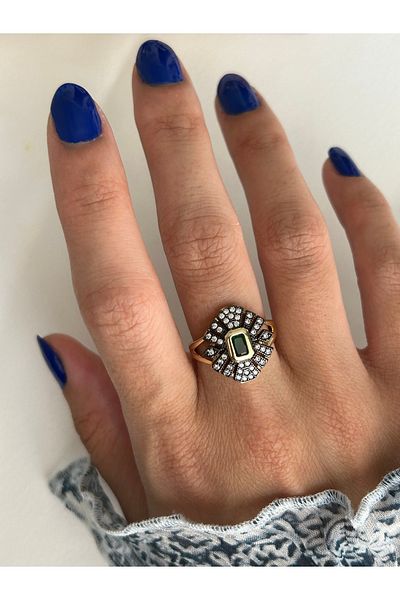 ringbox Green Stone Antique Vintage Ring