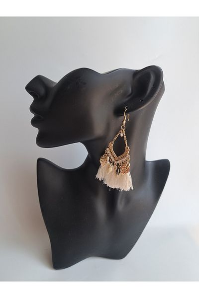 BHR AKSESUAR Bohemian Earrings with Gold Tassels