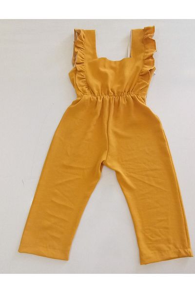 moms and babies Girls' Summer Jumpsuit Yellow Cotton Viscose Fabric 1-7 Years
