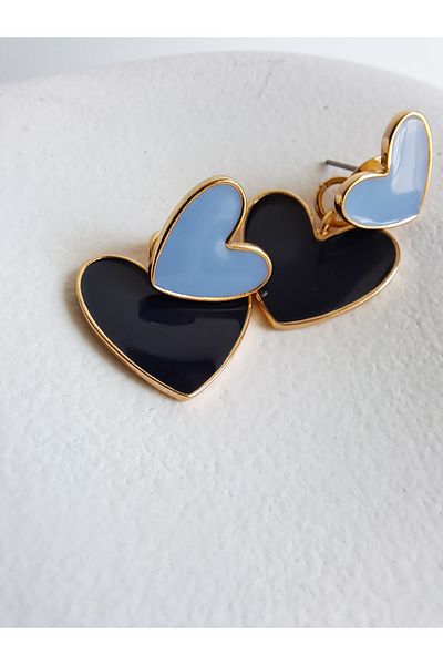 BHR AKSESUAR Blue Heart Earrings